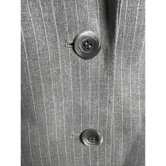 Calvin Klein Pinstripe Two Button Lined Stretch Blazer Size 12 Gray & White - Picture 3 of 11